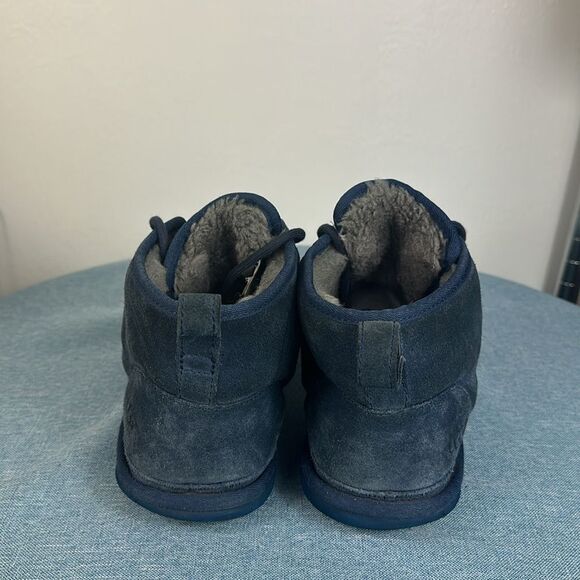 UGG Navy Blue Neumel Suede Chukka Boots Charcoal Sherpa Lined Size 10 - Picture 5 of 12